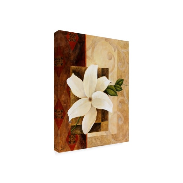 Pablo Esteban 'White Floral Beige 2' Canvas Art,18x24